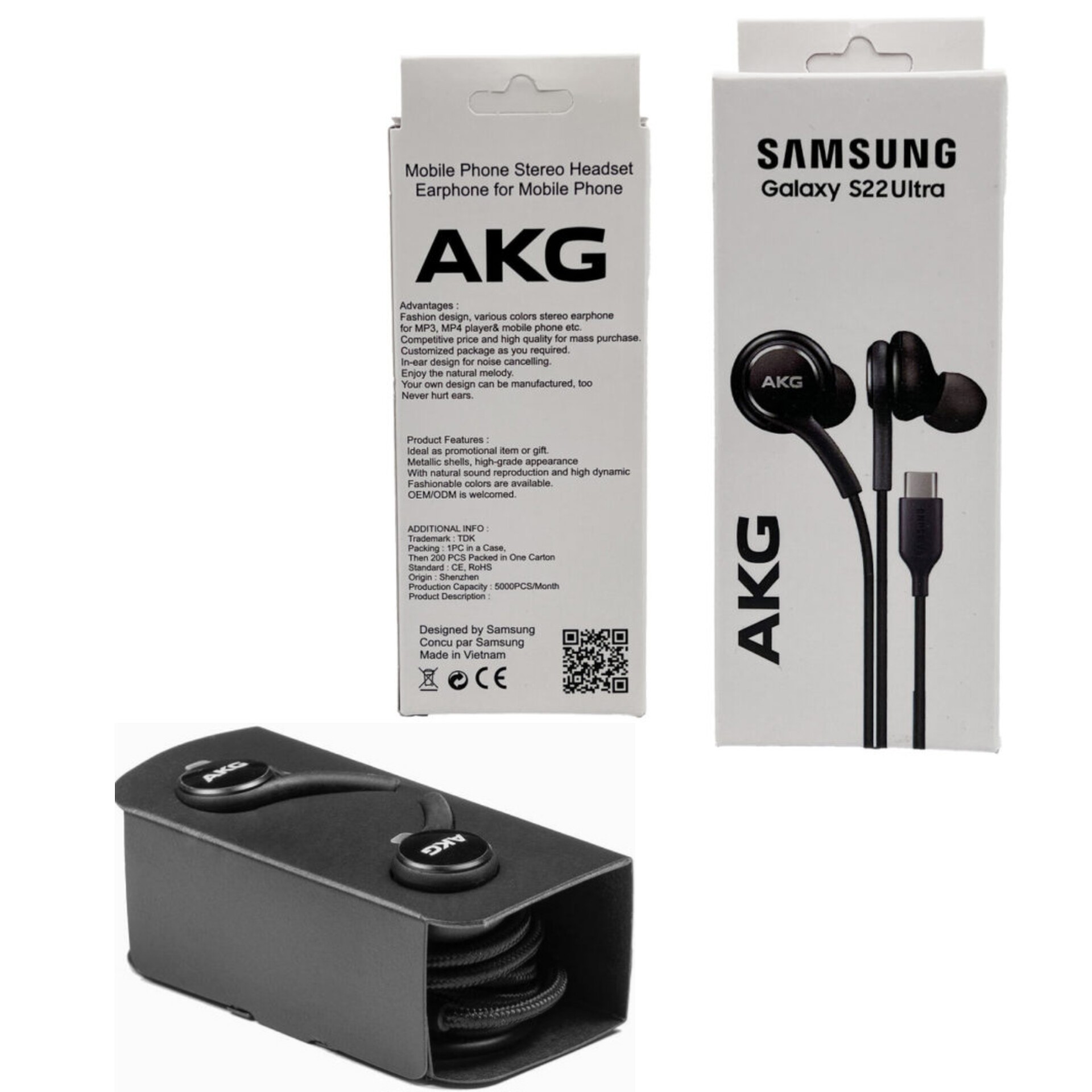 هندزفری تایپ سی Akg سامسونگ مدل s22 ultra کیفیت عالی ( همراه با 4 سری اضافه )